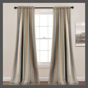 Lush Decor - Set of 2 (95"x52") Julia Striped Light Filtering W Gray